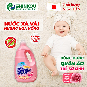 Nước xả vải hương Hoa Hồng tự nhiên SHINKOU (Hàng Nội Địa Nhật Bản) - Kháng khuẩn 24h - Dùng được cho quần áo em bé