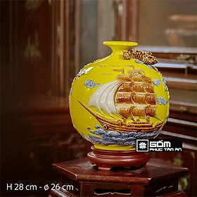 Mua Bình hút lộc  lọ hoa hút tài lộc thuận buồm xuôi gió gốm sứ bát tràng màu vàng
