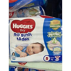 Tã dán HUGGIES DRY S30 hương tràm trà  từ 4-8kg - HSD luôn mới