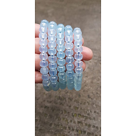 Vòng tay phong thủy may mắn đá Aqua Xanh hạt bầu tròn mới đẹp Size 8mm bóng đẹp Vòng màu xanh Aqua nhẹ nhàng mát lạnh đeo tay xinh xắn lắm ạ