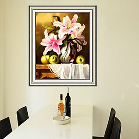 Mua Tranh thêu chữ thập Bình hoa ly 50x60cm - chưa thêu