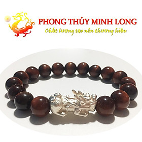 Vòng tay đá Mắt Hổ Đỏ Nâu 5A mix tỳ hưu Bạc hợp mệnh Hỏa và Thổ