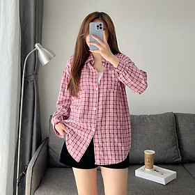 Áo Sơ Mi Nữ kẻ Free size 45-65kg Quảng Châu Cao Cấp SMK909