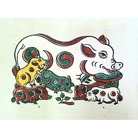 Lợn đàn - Tranh dân gian Đông Hồ - Dong Ho folk woodcut painting