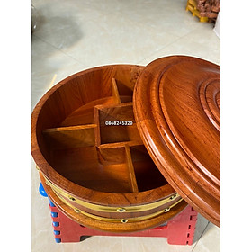 Mua Khay đựng mứt tết bách kẹo  hạt dưa bằng gỗ hương kt mặt tròn 31×10cm