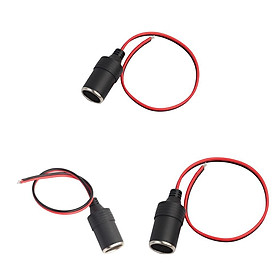 3Pieces Waterproof Car Motorcycle Charger Power Cigarette Lighter Female Socket Adapter Converter + 1Feet/30cm Extension Cable, 10A