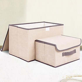 Combo 2 hộp đựng Nhà của Mẹ chất liệu vải bố, dùng để lưu trữ đồ đạc, quần áo đa năng - màu sắc giao ngẫu nhiên