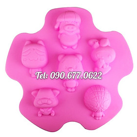Mua Khuôn silicone làm bánh  rau câu  socola 6 con gấu  siêu nhân và các nhân vật hoạt hình – Mã số 1368
