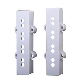 White Neck Bridge Pickup Cover Set for Electric 4-String Bass Guitar Open Style