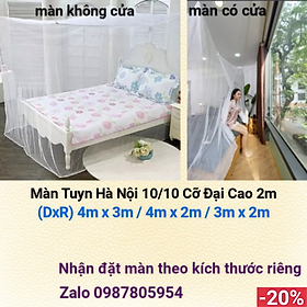 Màn Tuyn, Mùng Ngủ Cao 2m Cỡ Đại (DxR) 4mx3m / 4mx2m / 3mx2m - Mùng Màn Ngủ Hà Nội 10/10 Loại To Nhất CÓ CỬA & KHÔNG CỬA, Mùng Màn Tuyn Size Đại Khổng Lồ Ghép 2 Giường, 3 Giường