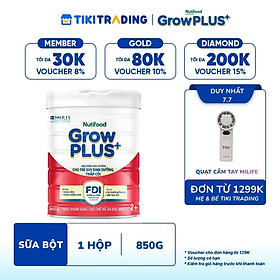Sữa bột Nutifood GrowPLUS+ Suy Dinh Dưỡng (Đỏ) 2+ Lon 850G