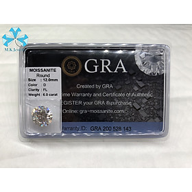SIZE 12Ly - Kim cương nhân tạo - Moissanite nước D - VVS1 . Kiểm định quốc tế GRA.
