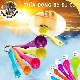 Bộ 5 thìa muỗng đong định lượng nhiều màu sắc nhựa chuẩn từng gam làm bánh bột pha chế