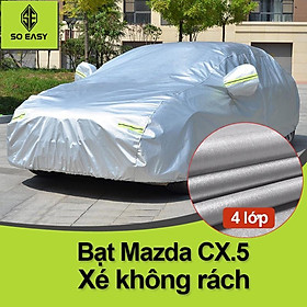 Bạt Phủ xe ô tô Mazda cx5, Bạt phủ xe hơi - áo trùm che phủ xe hơi nhôm bạc 4 chỗ đến 7 chỗ