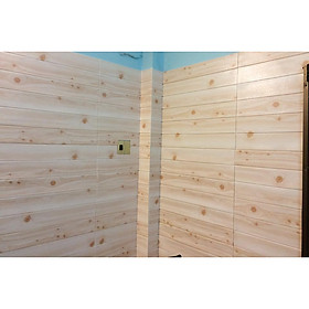Xốp dán tường giả gỗ cách nhiệt trang trí nhà cửa 70x77cm