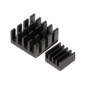 2Piece 14x14x7mm Black Aluminum Heatsink Cooler Cooling Kit For Raspberry Pi