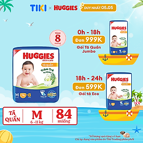 Tã/bỉm quần HUGGIES SKINCARE gói SUPER JUMBO size M 76+8 miếng