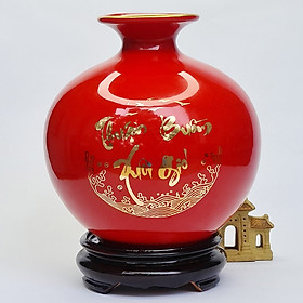 Mua Bình Hút Lộc Gốm Sứ Đỏ Vẽ Vàng - Thuận Buồm Xuôi Gió - S2 - Mx - Đường Kính 20 Cm - Cao 22 Cm
