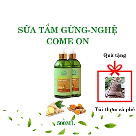 Sữa tắm gừng nghệ Come on chai 500ml, tặng túi thơm cà phê sữa tắm trị mụn lưng, sữa tắm tẩy tế bào chết, sữa tắm trắng da