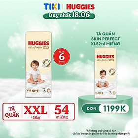 Tã quần Huggies Skin Perfect XXL Super Jumbo 48+6 miếng với 2 vùng thấm giảm kích ứng da