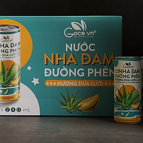 1 Thùng (24 Lon) - Nước nha đam đường phèn hương dưa lưới Goce.vn - 240ml