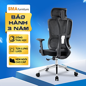 Ghế công thái học SMA Furniture Joy-h, bảo hành 3 năm, lưới thoáng khí, ngả ghế 120 độ