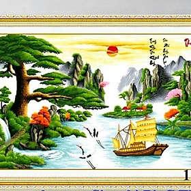 Mua Tranh thêu chữ thập thuận buồm xuôi gió f319  tùng nghênh khách chưa thêu