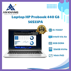 Laptop  HP Probook 440 G8_56S33PA (CORE I5-1135G7,8GB RAM/ 256GB SSD/ INTEL GRAPHICS/14INCH FHD/ WEBCAM/ 3 CELL/ WLAN AX+BT/ WIN10 PRO 64/ SILVER - 01Y) - Hàng Chính Hãng - Bảo Hành 12 Tháng Tại HP Việt Nam