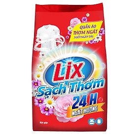 Bột giặt Lix Sạch Thơm hương hoa 2kg ES201 tăng gấp đôi sức mạnh giặt tẩy, dùng cho giặt tay hoặc giặt máy