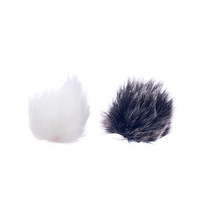 2 Pieces Fur Microphone Windscreens Wind Muffs for Lapel Lavalier Clip-on Mic Parts Black + White