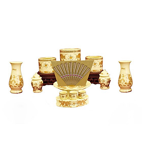 Mua Bộ bát hương thờ gia tiên sứ ngà ( Tặng tro và cốt thất bảo )