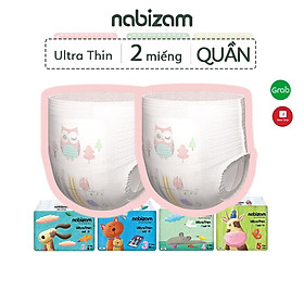 Set 2 Miếng Tã/Bỉm Quần NABIZAM Ultra Thin Mỏng Vượt Trội, Chống Tràn Size M32/L30/XL26/2XL22/3XL20 Cho Bé 6-25kg