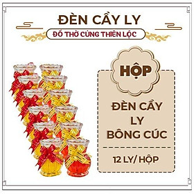 Đèn Cầy Ly Cúng Q13 Bông Cúc Cao 10cm Cháy Liên Tục 31 Tiếng Đồ Thờ Cúng Thiên Lộc - Hộp 12 Ly