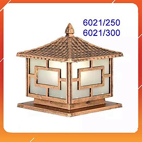 Đèn trụ cổng mái chùa màu đồng trang trí sân vườn D250(mm) KT 250x250(mm) #6021