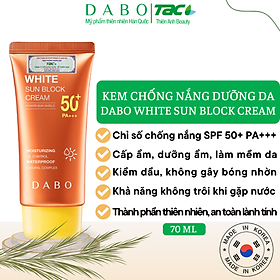 Hàng Chính Hãng - Kem chống nắng Trắng da Sạch Nhờn cho da dầu, mụn, da nhạy cảm Dabo Whitening Sunblock Cream Hàn Quốc
