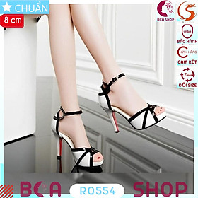 Giày cao gót nữ hở mũi gót nhọn 8 phân RO554 ROSATA tại BCASHOP viền đen cách điệu và độc đáo, thiết kế rất thời trang