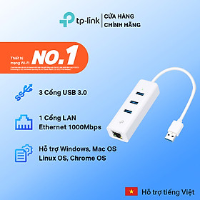 Bộ Chuyển Đổi Mạng USB 3.0 Sang Ethernet Gigabit kèm 3 cổng USB 3.0 TP-Link UE330 - Hàng Chính Hãng