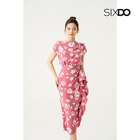 Áo hoa dệt thoi cổ thuyền tay hến 2 màu thời trang SIXDO