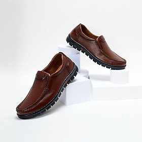 Giày Mọi Nam Dập Vân Da Thật PABNO PN21029 - Đen/Nâu