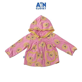 Áo khoác có nón bé gái họa tiết Gấu bông vàng thun da cá - AICDBGWTI5DO - AIN Closet