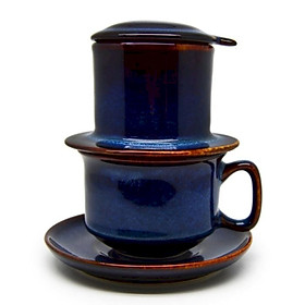 Bộ phin cà phê đủ bộ Đông Gia-màu men hỏa biến  tự nhiên  xanh sóng biển 8094 Coffee filter set