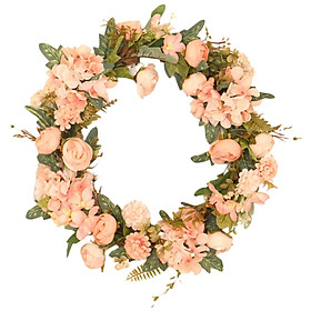 Hanging Camellia Bud Wreath Artificial Rose for Wedding Door Round
