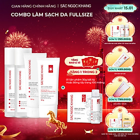 Combo 4 dưỡng da cơ bản và chống nắng Sắc Ngọc Khang [Nước tẩy trang 145ml + Sữa rửa mặt 100g + Nước hoa hồng 145ml + Kem chống nắng 50g]