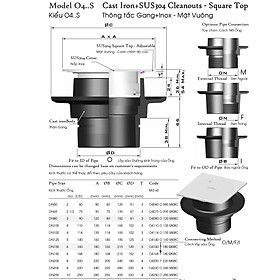 Mua Thông tắc  thông nghẹt đường ống thoát nước bằng Gang + inox sus304  chống thấm mặt vuông