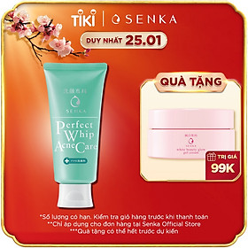 Sữa rửa mặt dành cho da mụn Senka Perfect Whip Acne Care 100g - Tặng Kem dưỡng trắng da ban đêm Senka 15g