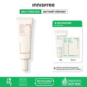 Kem dưỡng ẩm làm sáng chống nắng cho da innisfree Cherry Blossom Glow Skin-Fit Tone-Up Cream SPF 50+PA++++ 50ml