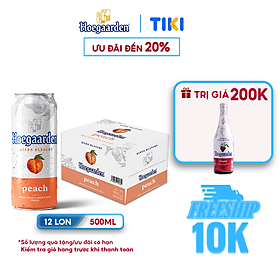 Hình ảnh Thùng 12 Lon Bia Hoegaarden Peach - Bia Bỉ Vị Đào(500ml/Lon)