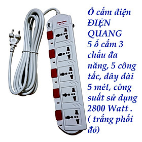 Mua Ổ cắm Điện Quang ĐQ ESK 5W.SM750SL (5 lỗ 3 chấu dây 5 mét màu Trắng Đỏ)