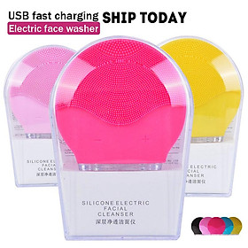 Hình ảnh Làm Sạch Da Mặt Bàn Chải Mini Rửa Mặt Silicone Chống Thấm Nước Siêu Âm Rung Chổi Lau Rửa Vệ Sinh Mặt Lỗ Chân Lông SU214 - one