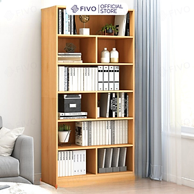 Hình ảnh Kệ Sách Gỗ Để Sàn Đẹp FIVO Mã FB70 Chất Liệu Gỗ MDF Hàng Cao Cấp, Thiết Kế Nhỏ Gọn Vô Cùng Thanh Lịch, Kèm Tấm Lưng  (Kích thước 60x24x178cm)